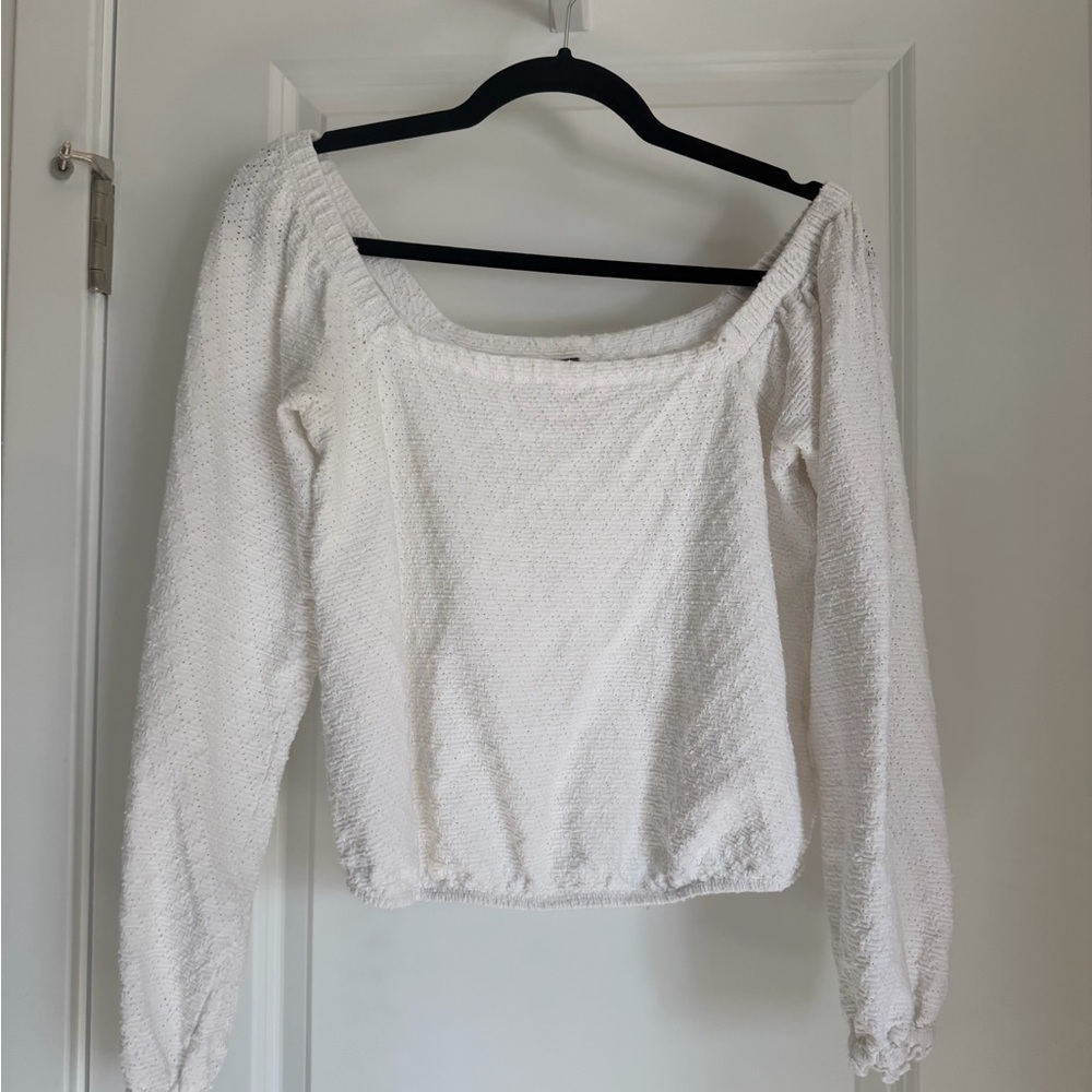 Free People White Textured Blouse